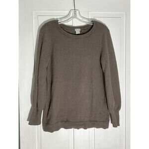 Chicos Boucle‎ Knit Sweater Womens Size 0 US S Taupe Brown Long Sleeve Pullover